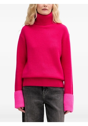 FROM FUTURE roll-neck contrast-cuff sweater - Pink