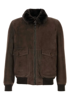 Moorer suede fur-trimmed jacket - Brown