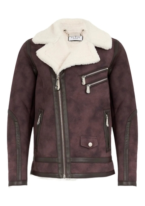 Philipp Plein zip-up biker jacket - Brown
