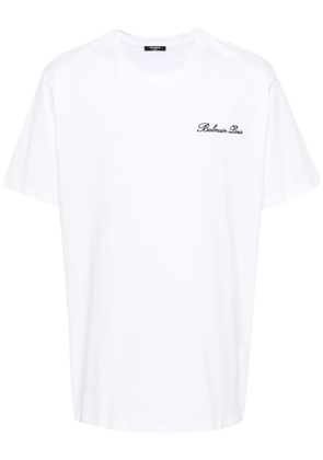 Balmain logo-embroidered cotton T-shirt - White