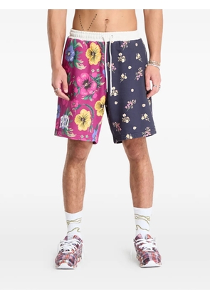 PATTA floral-print patchwork track shorts - Blue