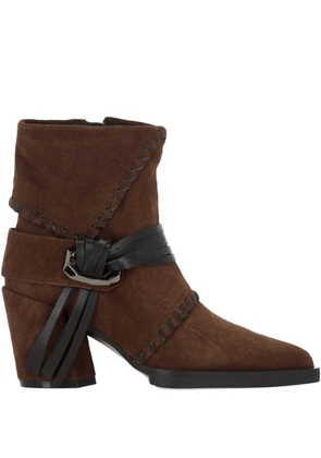 Elvio Zanon Indi Blea stitched-buckled leather ankle boots - Brown