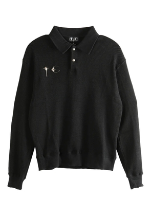 THUG CLUB waffle pin polo shirt - Black