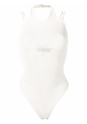 ANDREĀDAMO mesh panelled swimsuit - White
