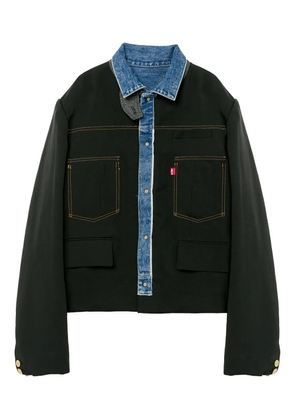 sacai denim-panelled jacket - Black