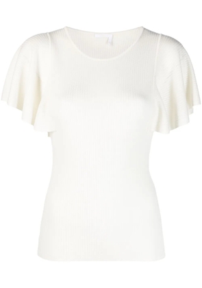 Chloé ruffled-sleeves knitted top - Neutrals