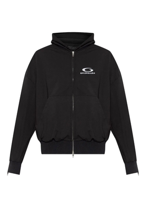 Balenciaga zip-up hooded jacket - Black