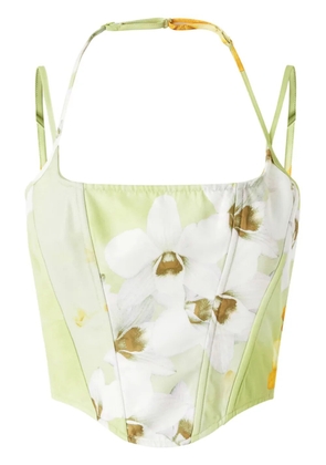PINKO floral-print corset top - Green