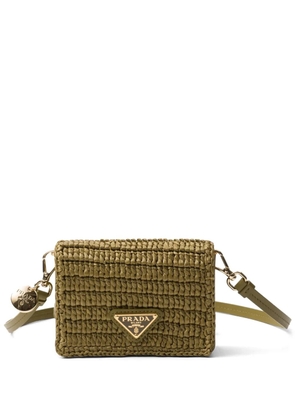 Prada enamel triangle logo crochet purse - Green