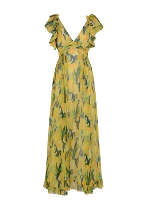 La DoubleJ ruffled floral-print dress - Yellow