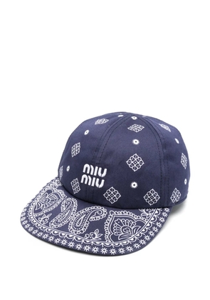 Miu Miu logo-embroidered cap - Blue