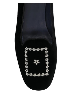 Castañer floral-embroidery velvet loafers - Black