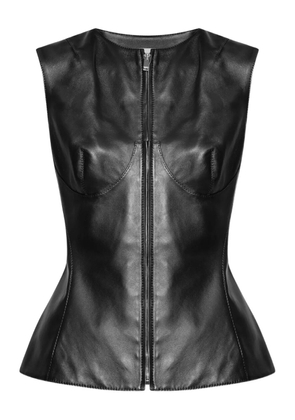 Alexander McQueen zip-front sleeveless top - Black