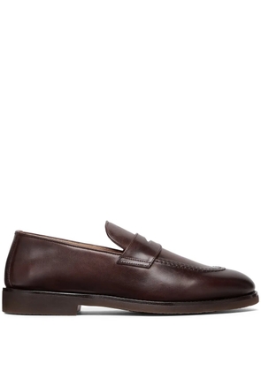 Brunello Cucinelli polished-finish leather loafers - Brown