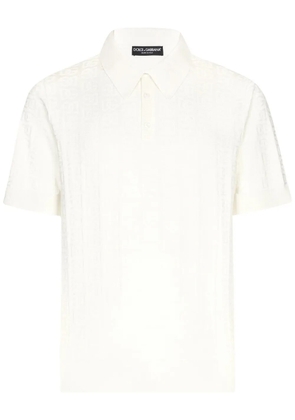 Dolce & Gabbana monogram-jacquard silk polo shirt - White