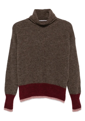 Why Ci roll-neck panelled sweater - Brown