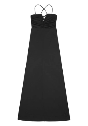 GANNI crossover-strap gathered maxi dress - Black