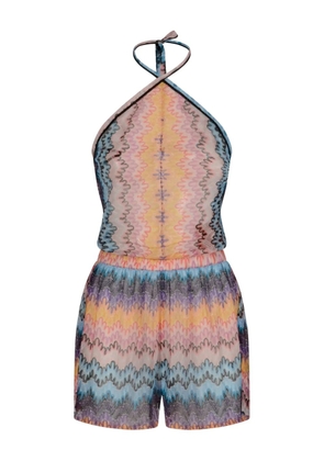 Missoni halterneck zigzag-pattern jumpsuit - Blue