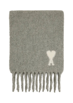 AMI Paris Ami De Coeur fringed scarf - Grey