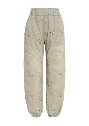 Brigitte Jasmine eyelet-embroidered trousers - Green
