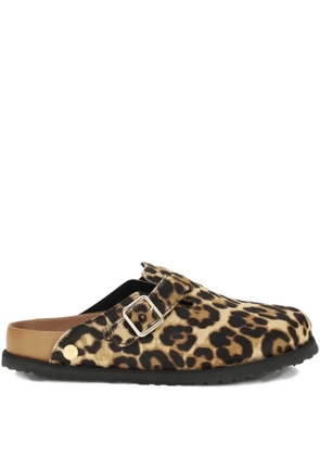 Birkenstock pony-hair buckled-detail mules - Brown