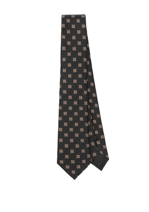 Emporio Armani pattern-jacquard silk tie - Black