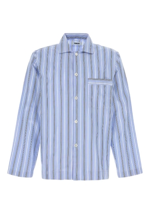 TEKLA embroidered striped poplin shirt - Blue