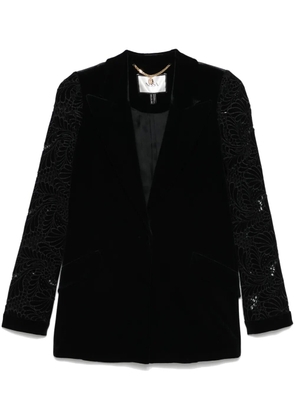 NISSA floral-embroidered blazer - Black