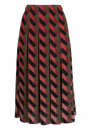 Ferragamo geometric-print pleated skirt - Red