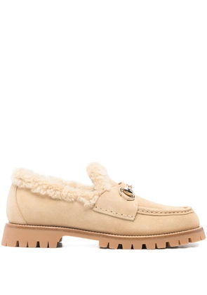 Gucci horsebit shearling loafers - Neutrals