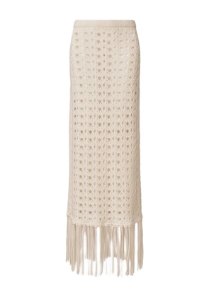 Fabiana Filippi open-knit fringed long skirt - White