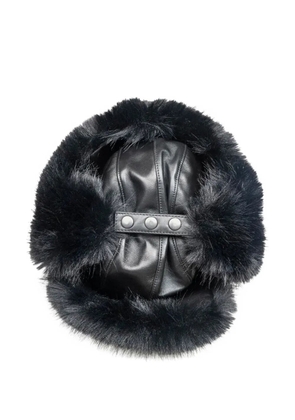 Vaquera leather faux fur-trimmed hat - Black
