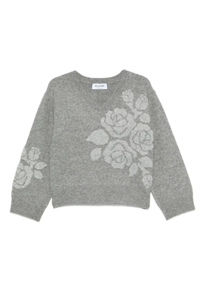 Blugirl floral-pattern v-neck sweater - Grey