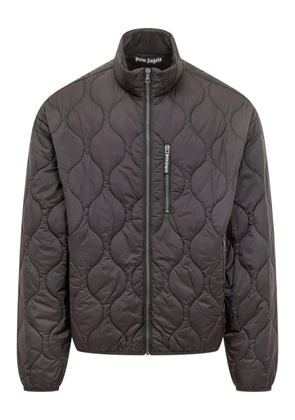 Palm Angels curved logo quilted jacket - Grey