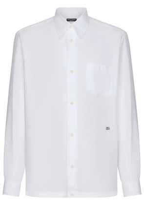 Dolce & Gabbana long-sleeved button-up linen shirt - White