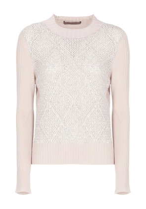 D.Exterior embellished round-neck sweater - Pink