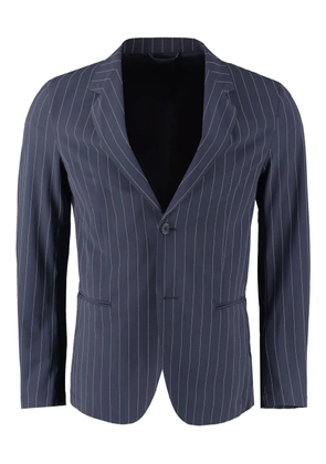 THE (Alphabet) stripe-pattern single-breasted blazer - Blue