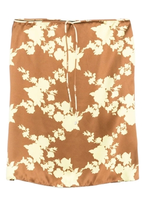 Versace Pre-Owned 2024 Wild Roses satin skirt - Brown