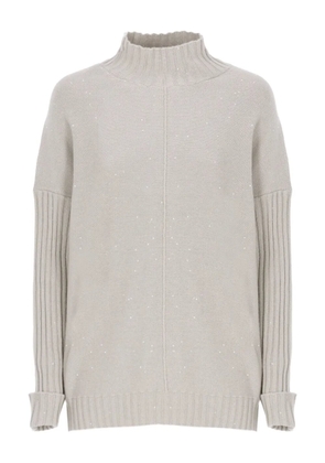 PANICALE ribbed paillettes-detail sweater - Grey