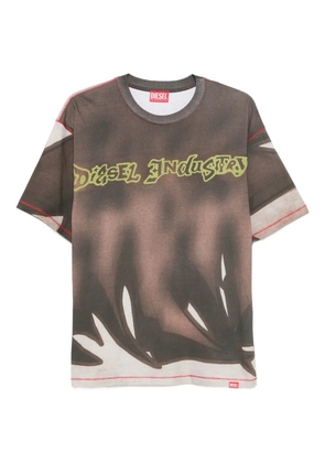 Diesel abstract-print mesh T-shirt - Brown