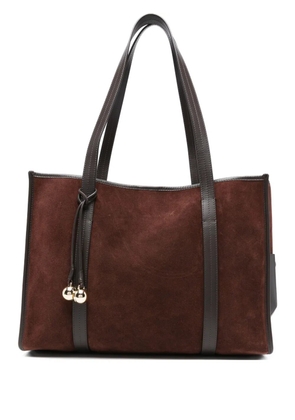 SANDRO suede leather-trimmed tote bag - Brown
