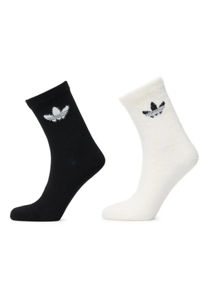 adidas fluffy logo crew socks (pack of two) - Black