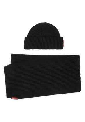 DSQUARED2 ribbed beanie and scarf set - Black