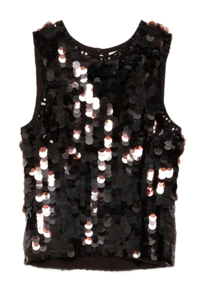 P.A.R.O.S.H. sequin sleeveless top - Brown