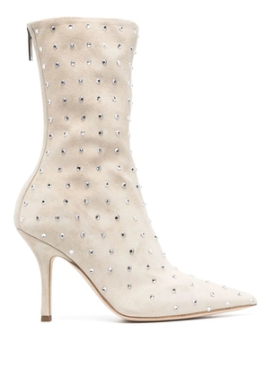 Paris Texas rhinestone-embellished suede boots - Neutrals