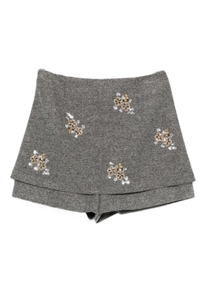 Maje floral-embellished layered skorts - Grey