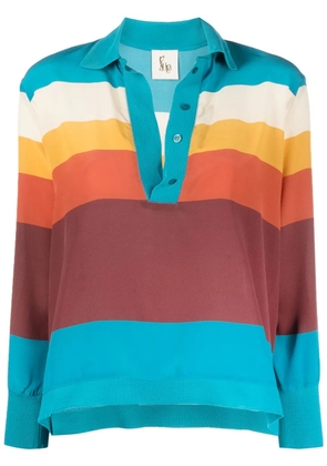 PAULA striped silk blouse - Blue