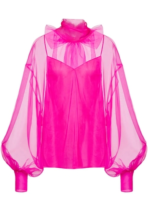 Valentino Garavani bow-detail organza silk blouse - Pink