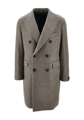 Tagliatore herringbone-pattern double-breasted coat - Grey