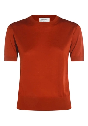Saint Laurent short-sleeve crew-neck sweater - Orange